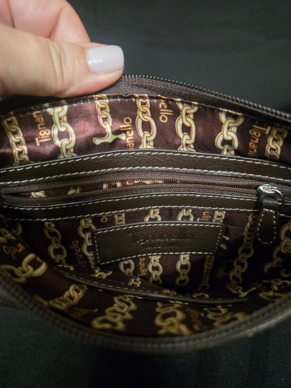 NWT Tignanello Brown Genuine Leather Multi Pocket Organizer Crossbody Bag - Picture 6 of 6
